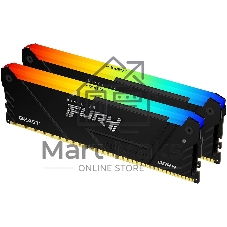 Оперативная память Kingston Fury Beast, DDR4, 32GB (2x16GB), 3200MHz, CL16, DIMM, с радиатором, RGB, черный