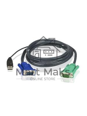 Кабель KVM ATEN 2L-5205U USB(тип А Male)+HDB15(Male) (-) SPHD15(Male) 5,0м., черный.
