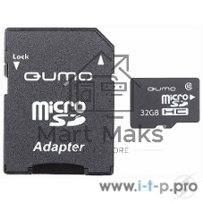 Флеш карта QUMO QM32GMICSDHC10U1 32Gb MicroSDHC Class 10 UHS-I, SD adapter