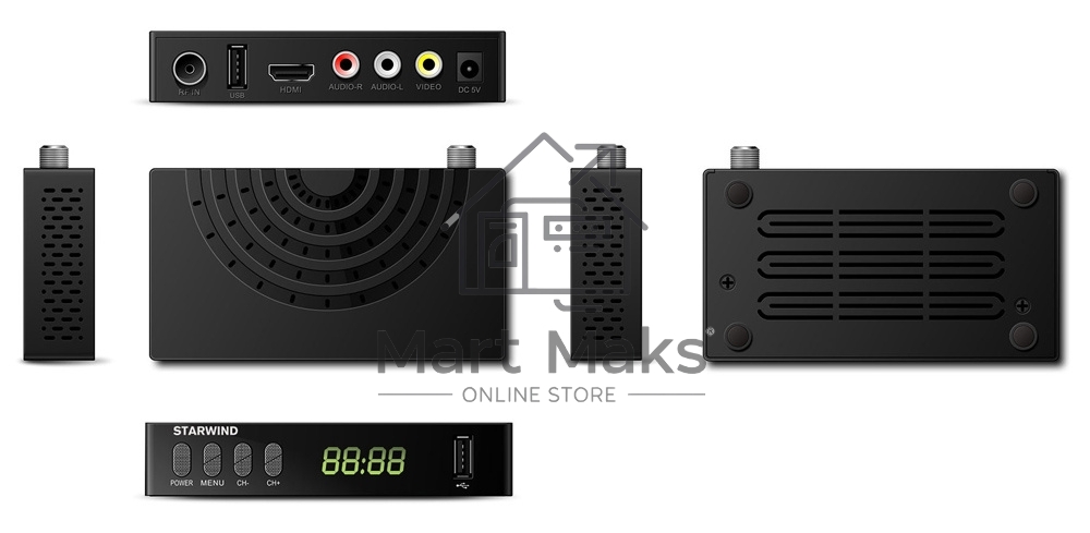 Ресивер DVB-T2 Starwind CT-220 черный