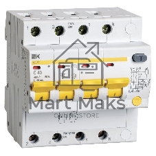 Выключатель автоматическийIEK MAD10-4-040-C-030 АД14 4Р 40А30мА IEK