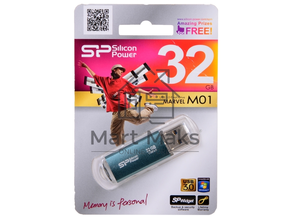 Флешка USB R/W R/W Silicon Power 32Gb Marvel M01 SP032GBUF3M01V1B USB3.0 синий