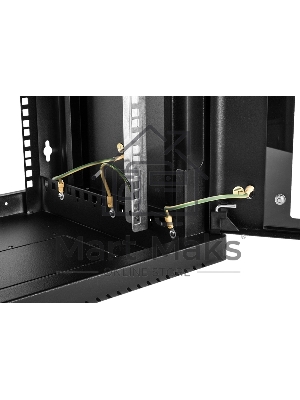 Шкаф коммутационный ЦМО (ШРН-6.350-9005) настенный 6U 600x350мм пер.дв.стекл 200кг черный 300мм 180град.