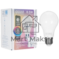 Лампа Светодиодная Gauss Smart Home RGbW E27 A60 8.5 Вт 2700-6500K 1/10/100
