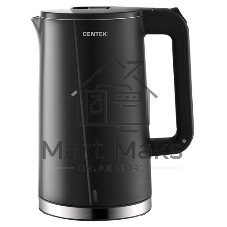 Чайник электрический Centek CT-0005 черный, 1.7 л, 2200 Вт, бесшовная колба, двойные стенки, эффект термоса