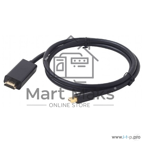Кабель Cablexpert mDP-HDMI, 20M/19M, 1.8м, черный, позол.разъемы, пакет (CC-mDP-HDMI-6)