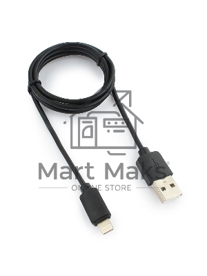 Кабель USB Гарнизон GCC-USB2-AP2-1M AM/Lightning, для iPhone5/6/7, IPod, IPad, 1м, черный, пакет