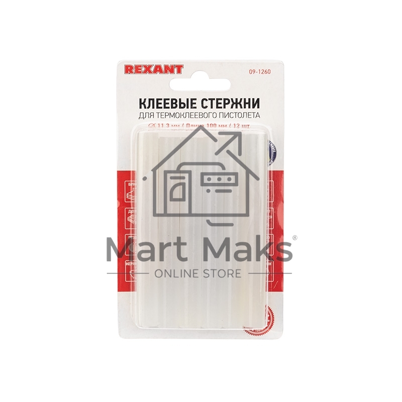 Клеевые стержни Rexant, Ø11 мм, 100 мм, прозрачные - светящиеся, 12 шт., блистер
