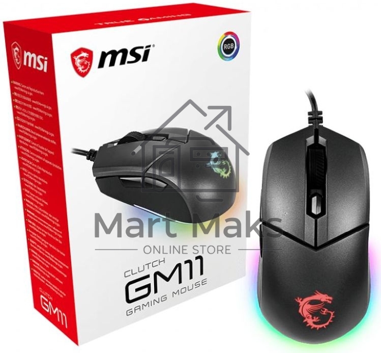 Мышь проводная MSI Clutch GM11 черный, 5000 dpi, USB, кнопки - 6