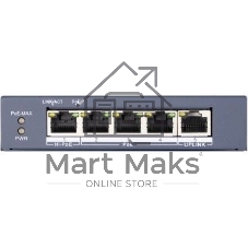 Коммутатор Hikvision DS-3E0505HP-E, 5×1 Гбит/с (4×PoE/Hi-PoE), неуправляемый