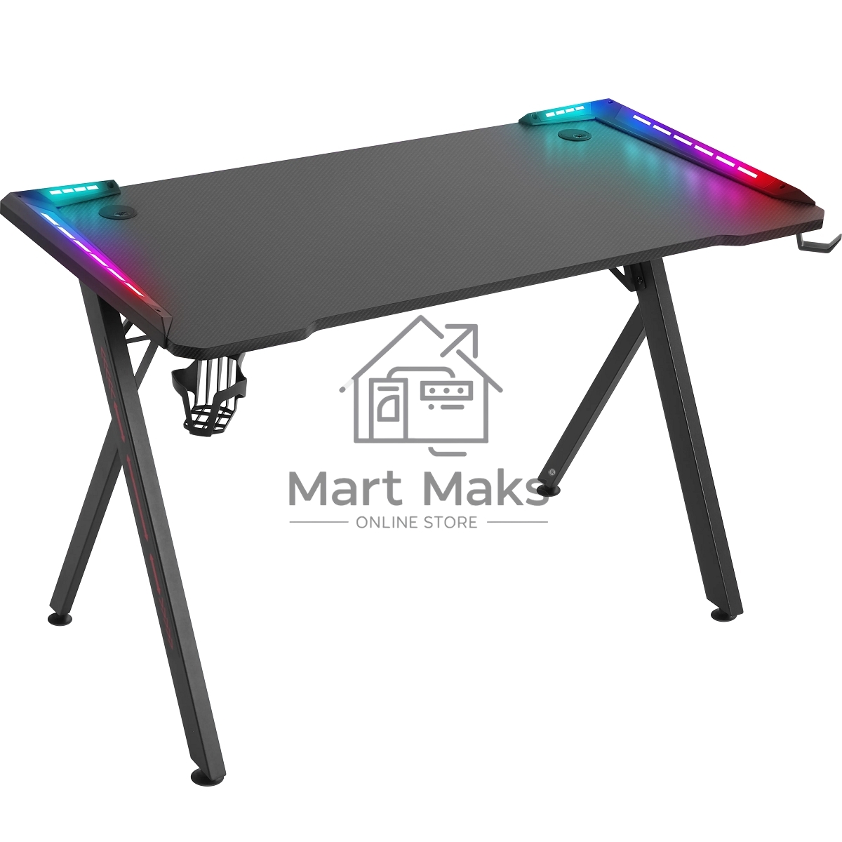 Стол игровой Defender Gamer RGB,подвес круж+гарн.,черн,120