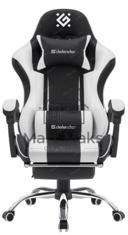 Кресло игровое Defender TIOS черный/белый, PU 64055