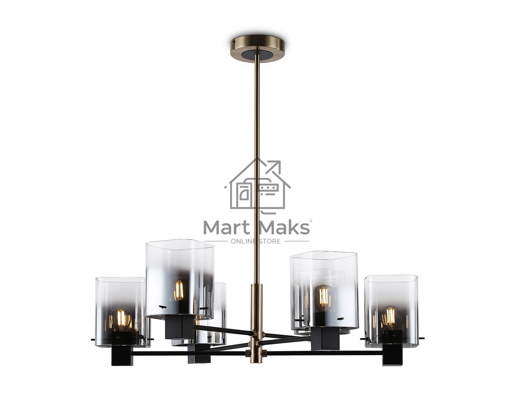 Люстра Ambrella light LH57041/6 BK/DBS/SM черный/темная латунь/дымчатый E14/6 max 40W D690*690