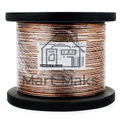 Акустический кабель Cablexpert CC-TC2x1,0-100M, прозрачный, 100 м, на катушке