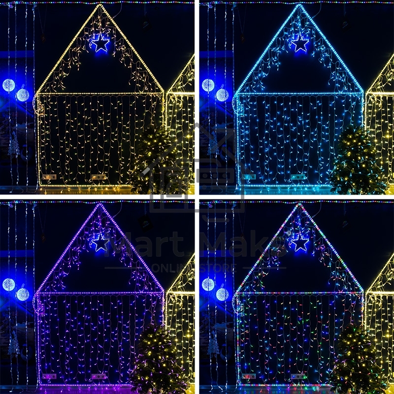Гирлянда Нить 10м, 100 LED, RGB. свечение с динамикой (при использовании контроллера), 230 В