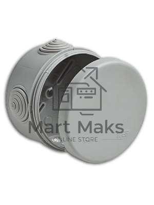 Рувинил 67025 Тусо.Коробка расп. для о/п, D = 80мм, Н = 50мм, 4ввода, IP55 (св.-серая)