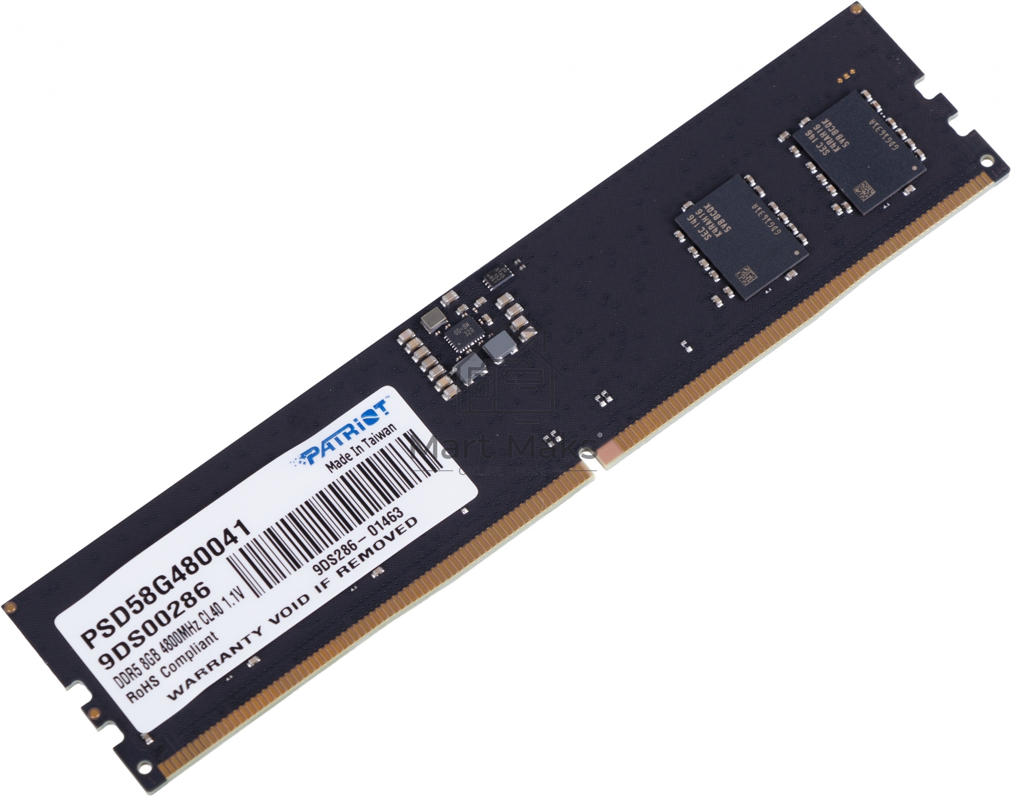 Оперативная память Patriot Signature, DDR5, 8GB (1x8 GB), 4800 MHz, CL40, DIMM
