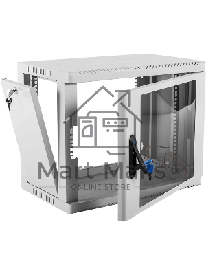 Шкаф коммутационный ЦМО (ШРН-9.350) настенный 9U 600x350мм пер.дв.стекл 200кг серый 300мм 180град.