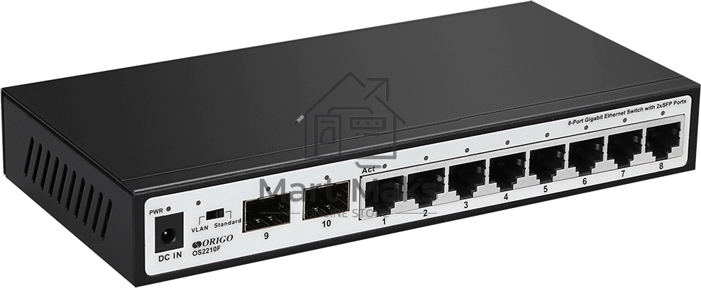 Неуправляемый коммутатор ORIGO Unmanaged Switch 8x1000Base-T, 2x1000Base-X SFP, metal case