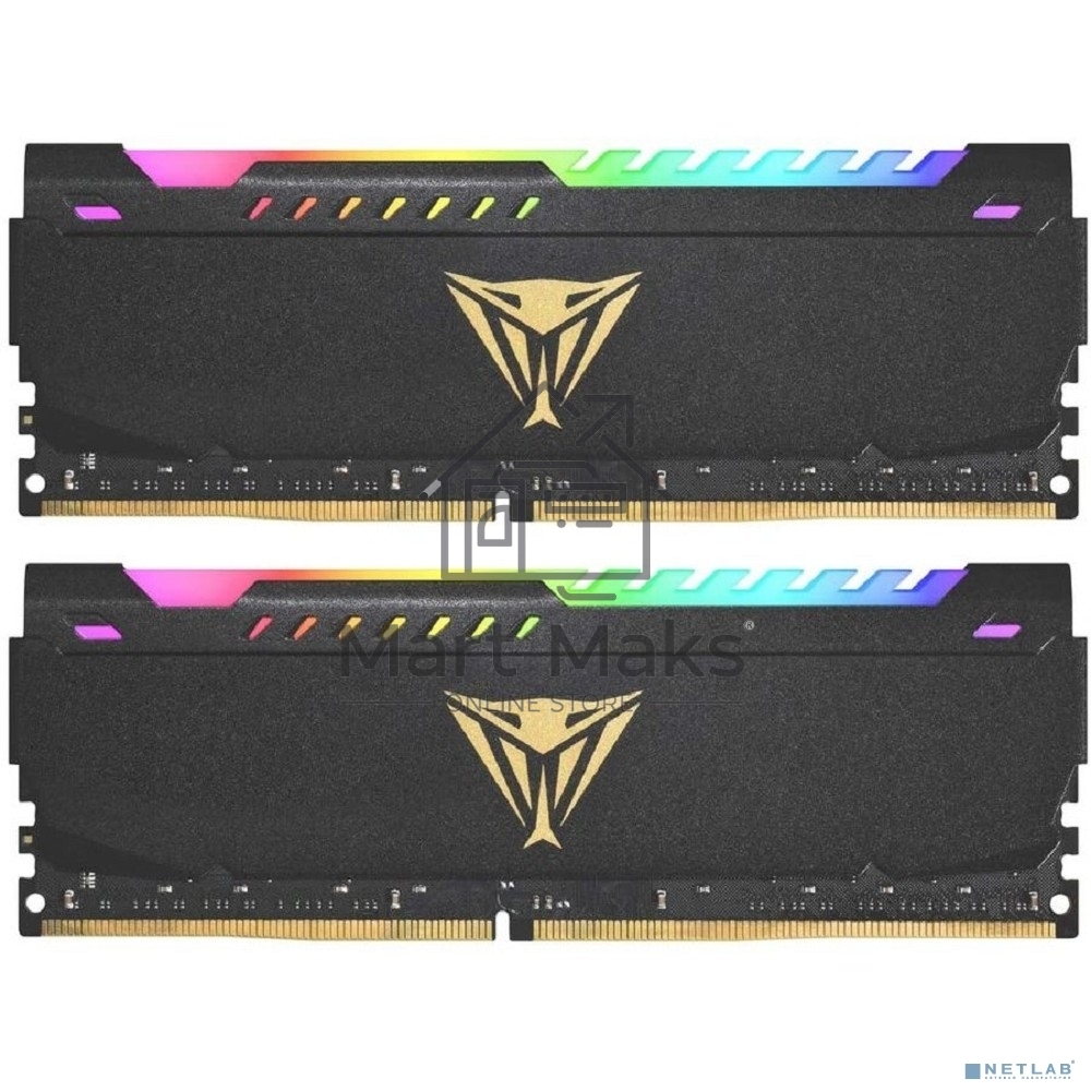 Оперативная память Patriot Viper Steel, DDR4, 16GB (2x8GB), 3200MHz, CL18, DIMM, с радиатором, RGB, черный