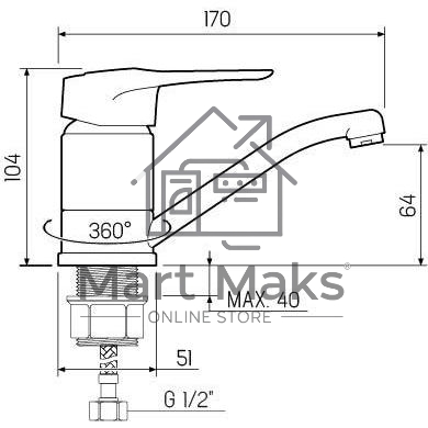SL55-004F-15 Смеситель для кухни, ø40