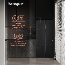 Холодильник Weissgauff WSBS 500 Inverter NoFrost Black двухкамерный 270/180л морозилка слева, No Frost, Side by Side