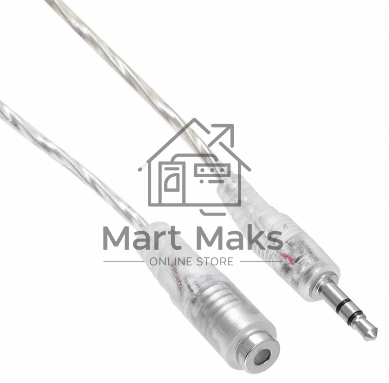 Кабель-удлинитель аудио Buro Jack/Plug 3.5mm (f) 1м. прозрачный
