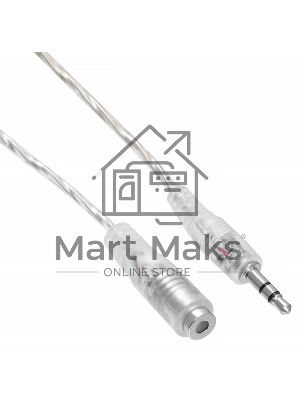 Кабель-удлинитель аудио Buro Jack/Plug 3.5мм (f) 1м. прозрачный