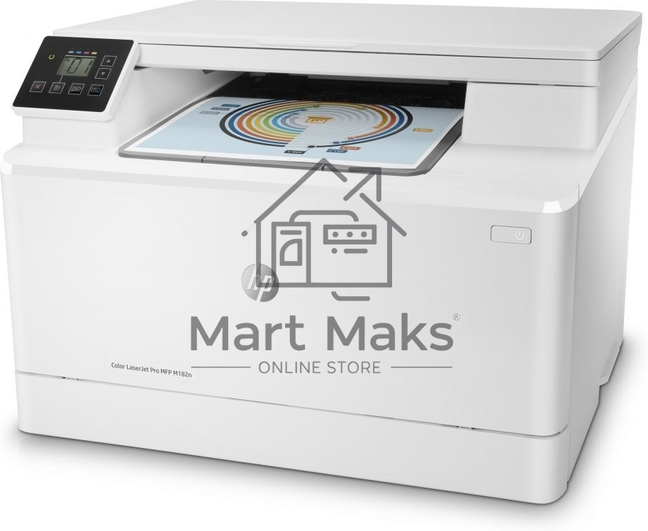 МФУ лазерный HP Color LaserJet Pro MFP M182n (7KW54A), A4, цветной, печ. до 16 стр/мин., 600 x 600 dpi (печать) 1200x1200dpi (скан.), USB, RJ-45, Air Print, Mopria