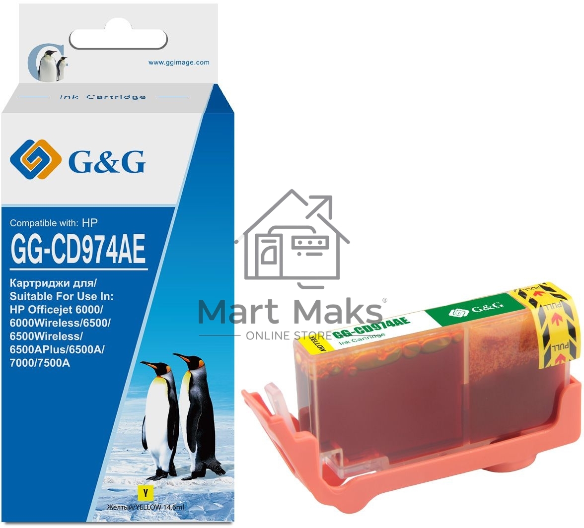 Картридж струйный G&G GG-CD974AE желтый (14.6 мл) для HP Officejet 6000/6500/6500A/7000/7500A