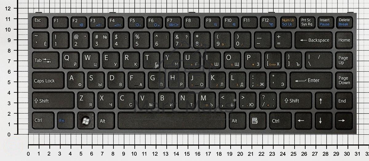 Клавиатура для ноутбука Sony Vaio VPC-Y черная с черной рамкой