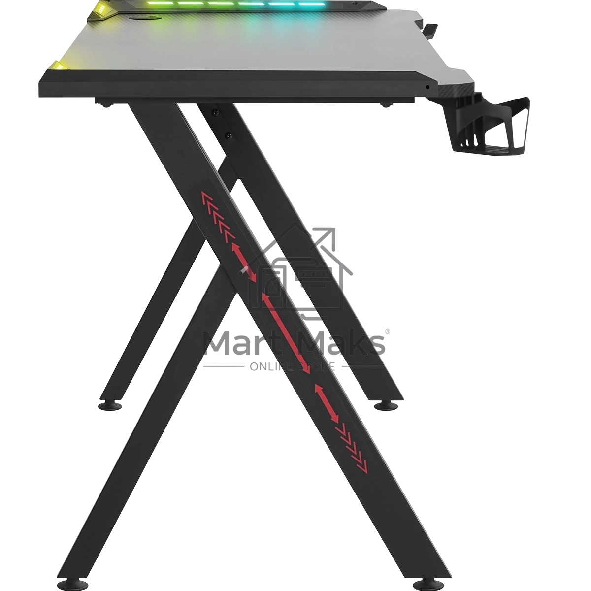 Стол игровой Defender Gamer RGB,подвес круж+гарн.,черн,120