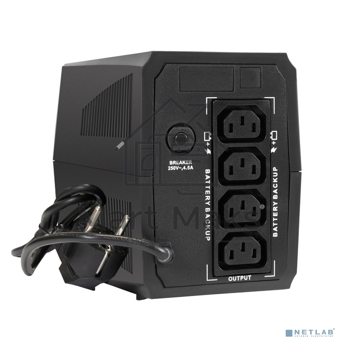 Источник бесперебойного питания ExeGate Power Back BNB-500.LED.4C13 <500VA/300W, LED, 4*C13, Black>