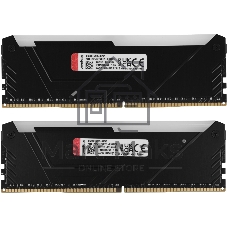Оперативная память Kingston Fury Beast, DDR4, 32GB (2x16GB), 3200MHz, CL16, DIMM, с радиатором, RGB, черный