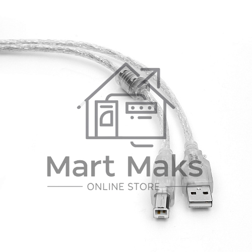 Кабель Cablexpert USB 2.0 Pro, AM/BM, 2м, экран, 2 феррит.кольца, прозрачный (CCF-USB2-AMBM-TR-2M)