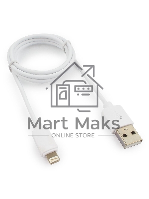 Кабель USB Гарнизон GCC-USB2-AP2-1M-W AM/Lightning, для iPhone5/6/7, IPod, IPad, 1м, белый, пакет