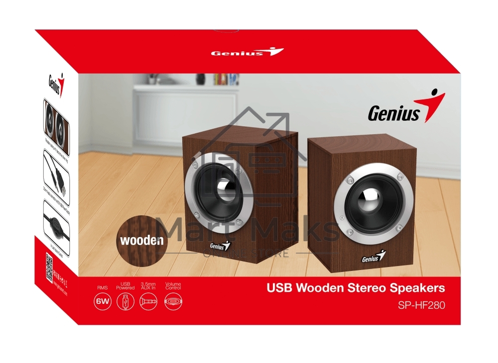 Колонки GENIUS SP-HF280 wooden USB Проводной пульт регулировки громкости для легкого управления