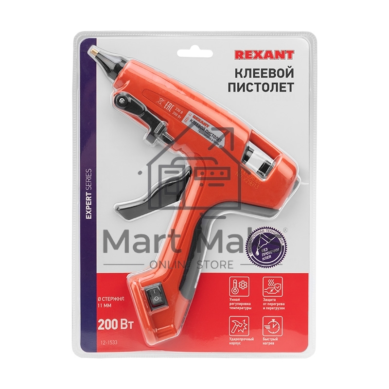 Клеевой пистолет Rexant, 200 Вт, Ø11 мм, 