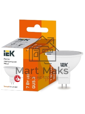 Лампа cветодиодная Iek LLE-MR16-7-230-30-GU5 ECO MR16 софит 7Вт 230В 3000К GU5.3 IEK