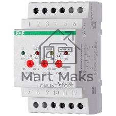 Реле напряжения CP-731 (трехфазный; микропроцессорный; контроль верхнего и нижнего значений напряжения; контроль ассиметрии; чередования фаз; монтаж на DIN-рейке 35мм 3х400/230+N 2х8А 1Z 1R IP20) F&F EA04.009.005