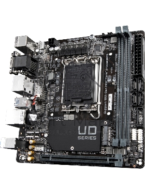 Материнская плата Gigabyte H610I DDR4, LGA 1700, Intel H610, 2xDDR4, 4xSATA, 1xM.2, 1xPCIe 4.0 x16, 1xHDMI, 1xVGA, 2xDP, 1x 1Gb LAN, 2xUSB-A 3.2 Gen 1, 4xUSB-A 2.0, 3x 3.5 мм, 7.1, Mini-ITX