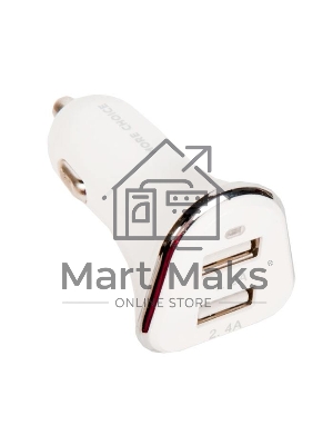 Автомобильная зарядка (от прикуривателя) 2USB 2.4A для Type-C More choice AC22a, белый