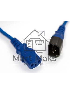 Кабель Hyperline PWC-IEC13-IEC14-0.5-BL кабель питания монитор-компьютер IEC 320 C13 - IEC 320 C14 (3x0.75), 10A, прямая вилка, 0.5 м, синий