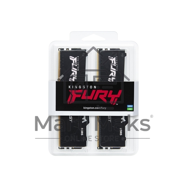 Оперативная память Kingston Fury Beast, DDR5, 64GB (2x32GB), 5200MHz, CL40, DIMM, с радиатором, RGB, черный