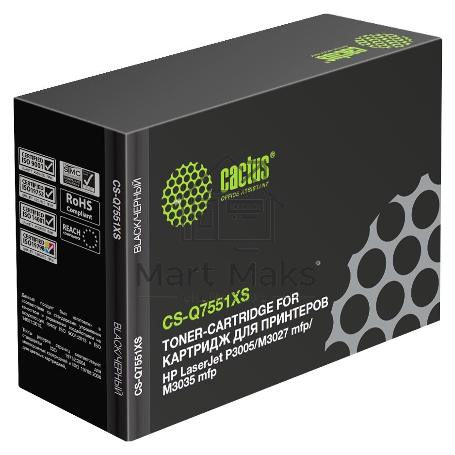 Картридж лазерный Cactus CS-Q7551XS черный (13000 стр.) для HP Laser Jet P3005/M3027/M3035