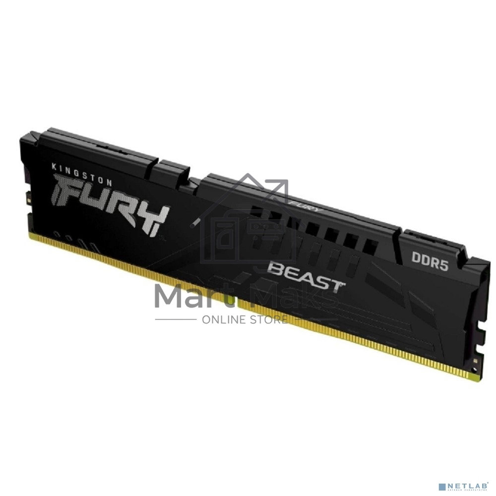 Оперативная память Kingston Fury Beast, DDR5, 16GB (1x16GB), 6000MHz, CL30, DIMM, с радиатором, черный