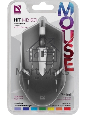 Мышь проводная Defender Hit MB-601 черный, 1200 dpi, USB, кнопки - 4
