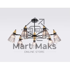 Люстра Ambrella light LH58116/7 BK/LW/SM черный/светлое дерево/дымчатый E14*7 max 40W D750*390