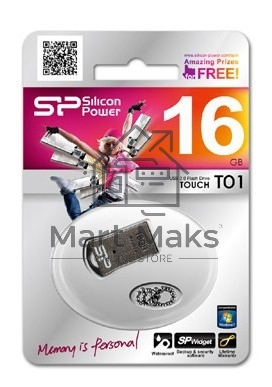 Флешка USB R/W Silicon Power R/W 16Gb Touch T01 SP016GBUF2T01V1K USB2.0 черный/серебристый