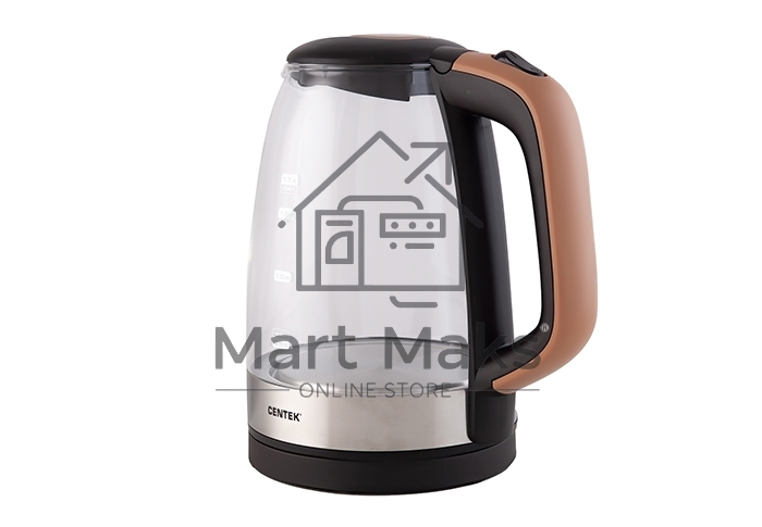 Чайник Centek CT-0065 <Beige> стекло, 1.7л 2200Вт, LED-подсветка, мерная шкала, защита от вкл б/воды